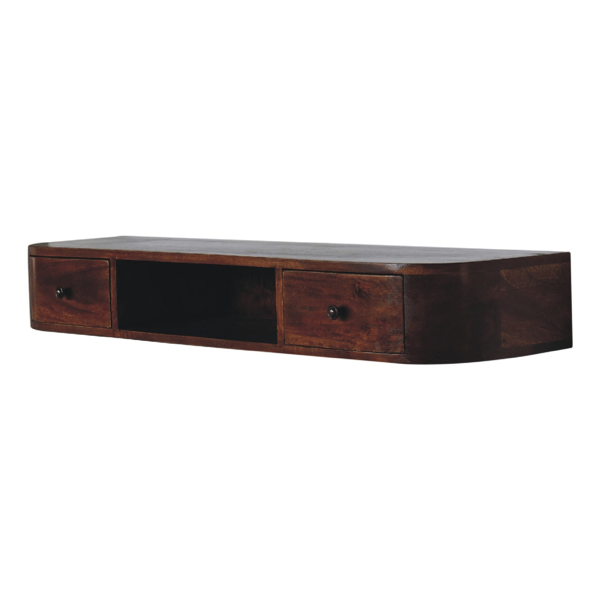 Solid Mango Wood Console Table Wall Mounted With 2 Drawers - Lunar