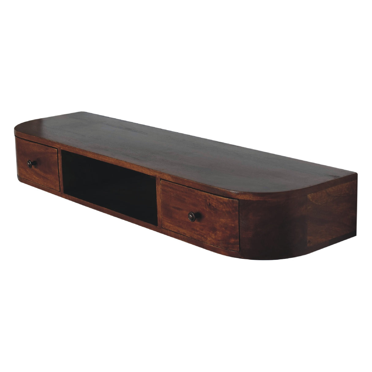 Solid Mango Wood Console Table Wall Mounted With 2 Drawers - Lunar