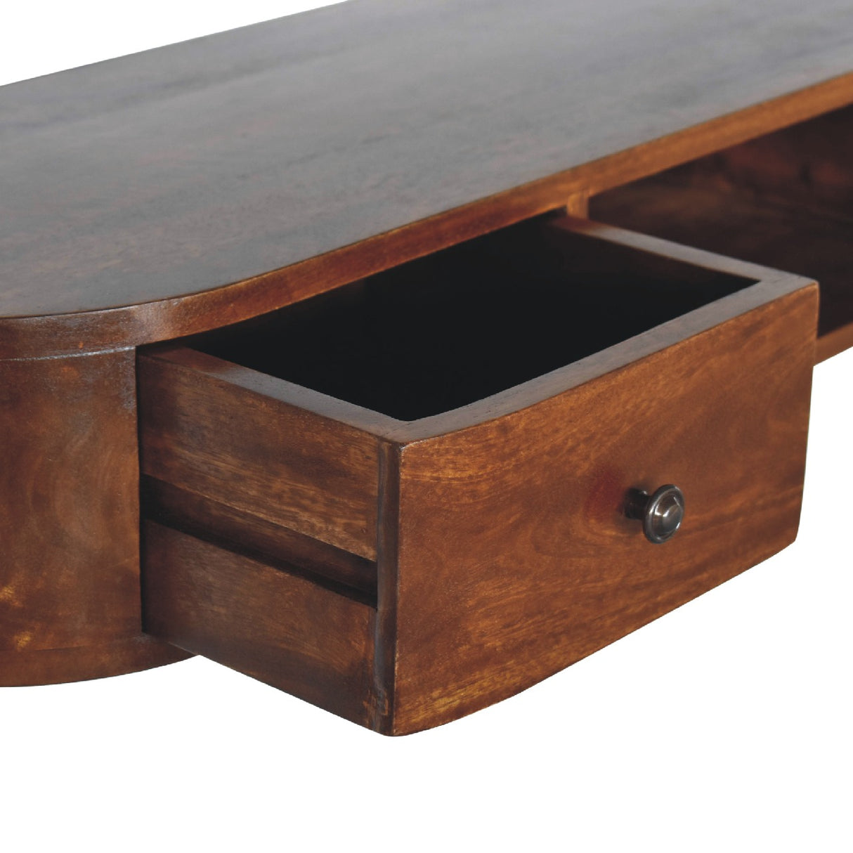 Solid Mango Wood Console Table Wall Mounted With 2 Drawers - Lunar