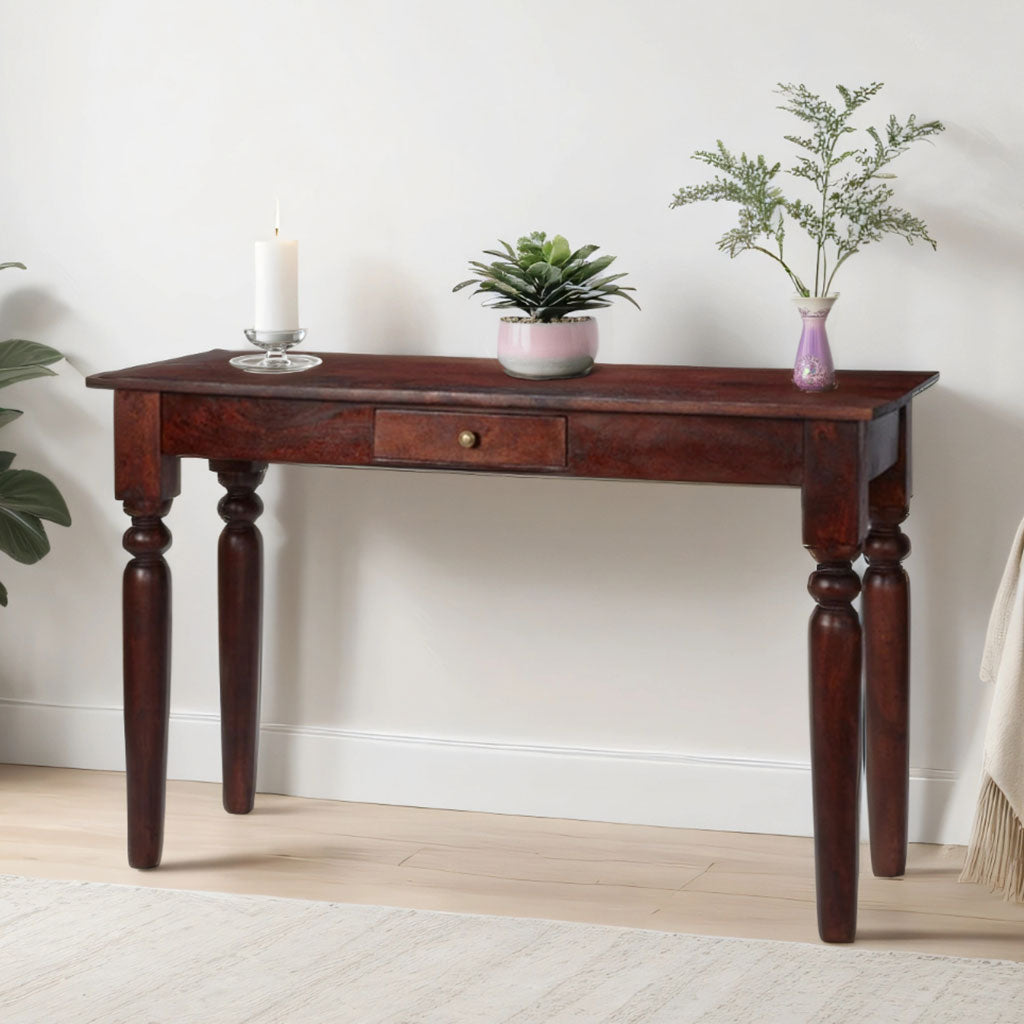 Solid Mango Wood Console Table With 1 Drawer - Jaipur