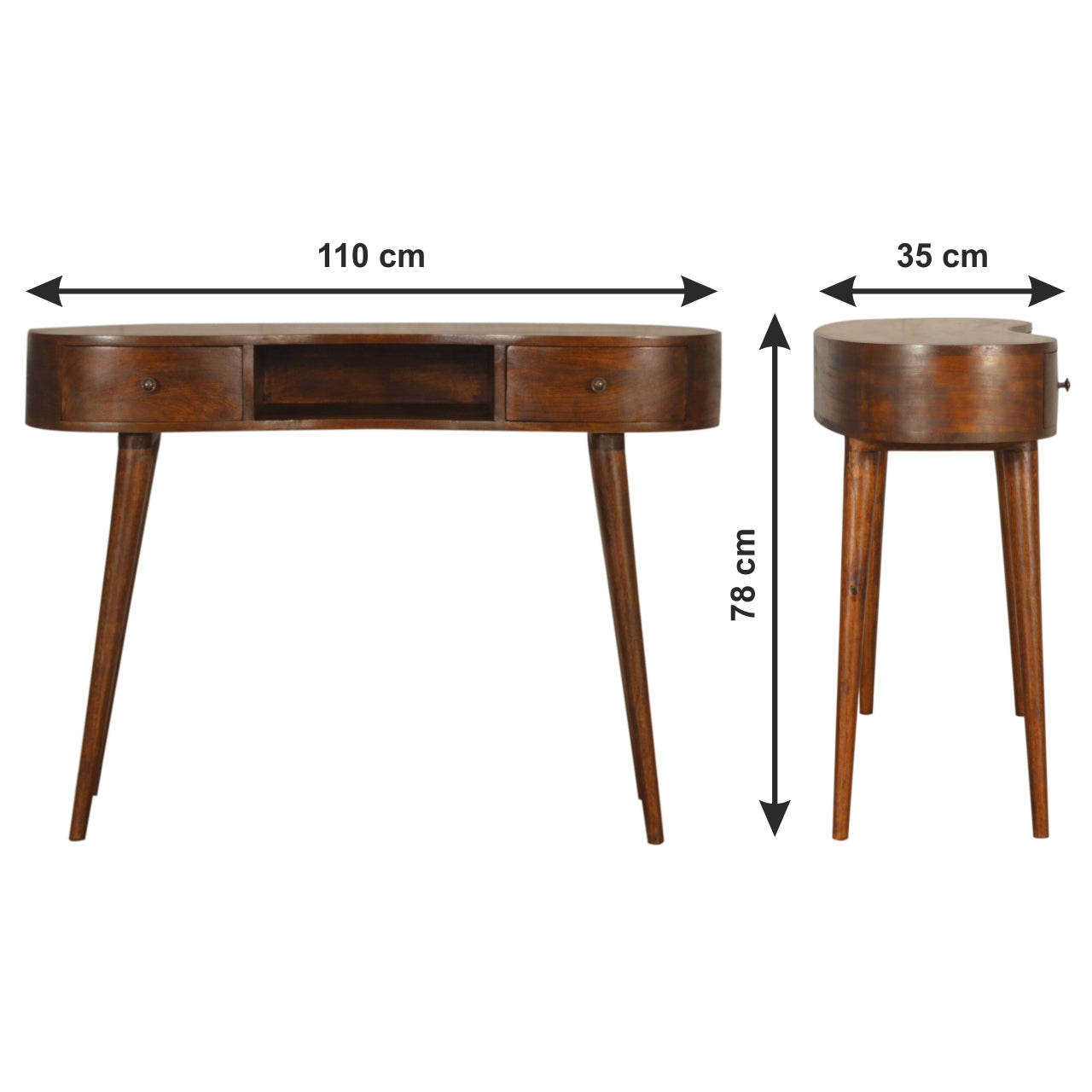 Solid Mango Wood Desk for Home in Wave Shape - Birmingham