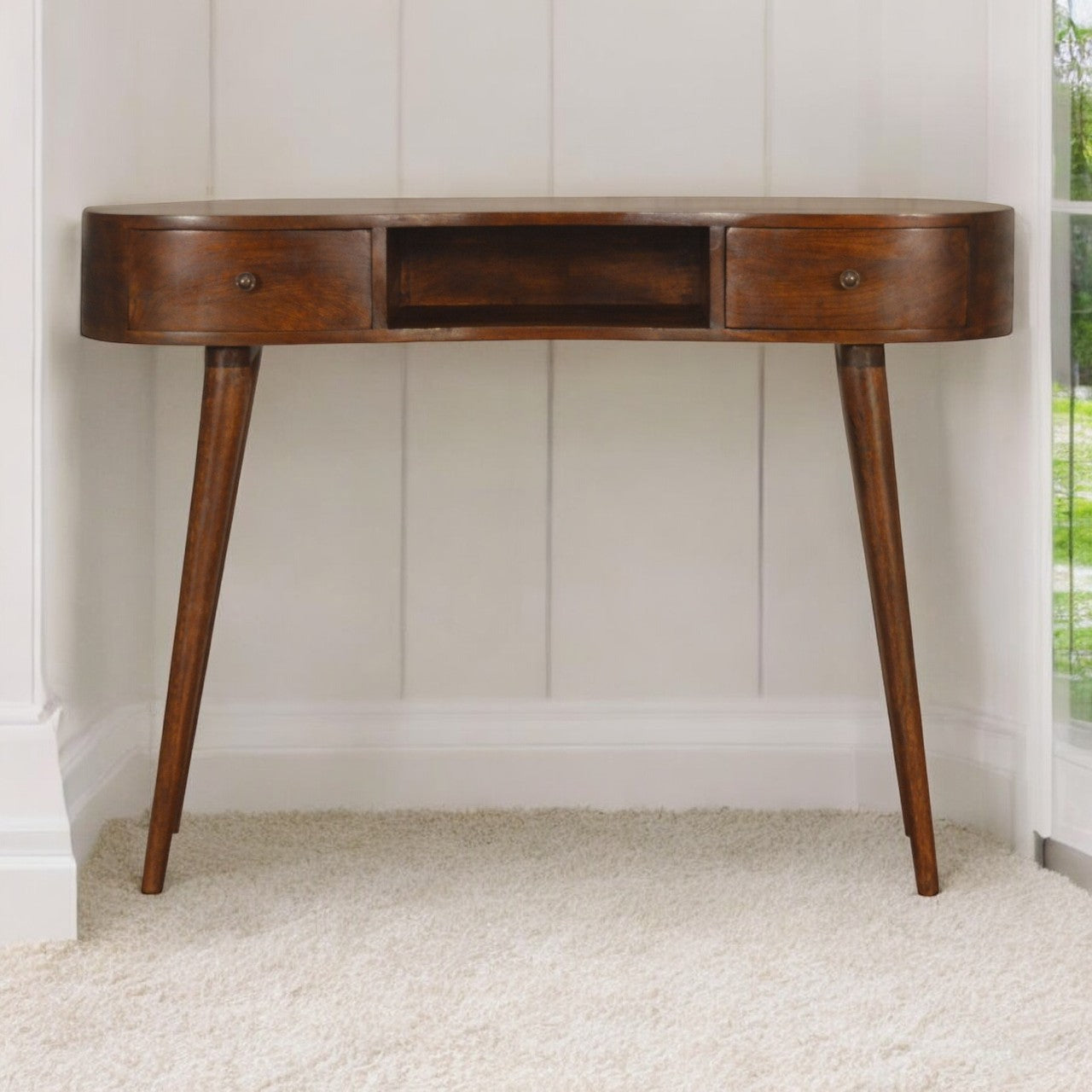 Solid Mango Wood Desk for Home in Wave Shape - Birmingham