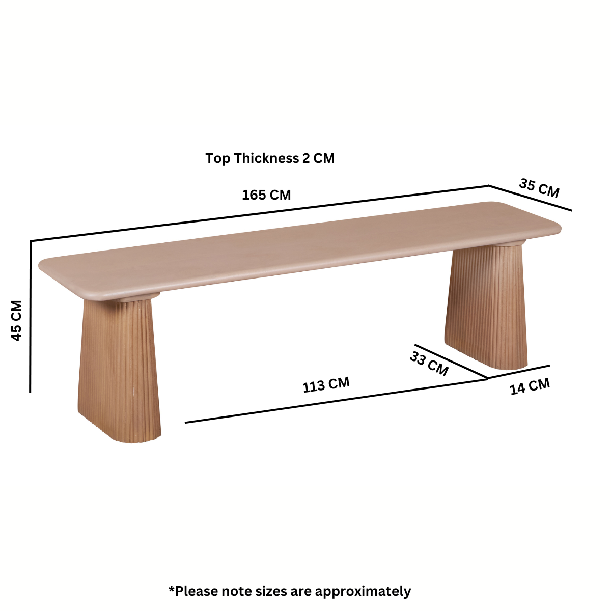 Solid Mango Wood Dining Bench - Indus