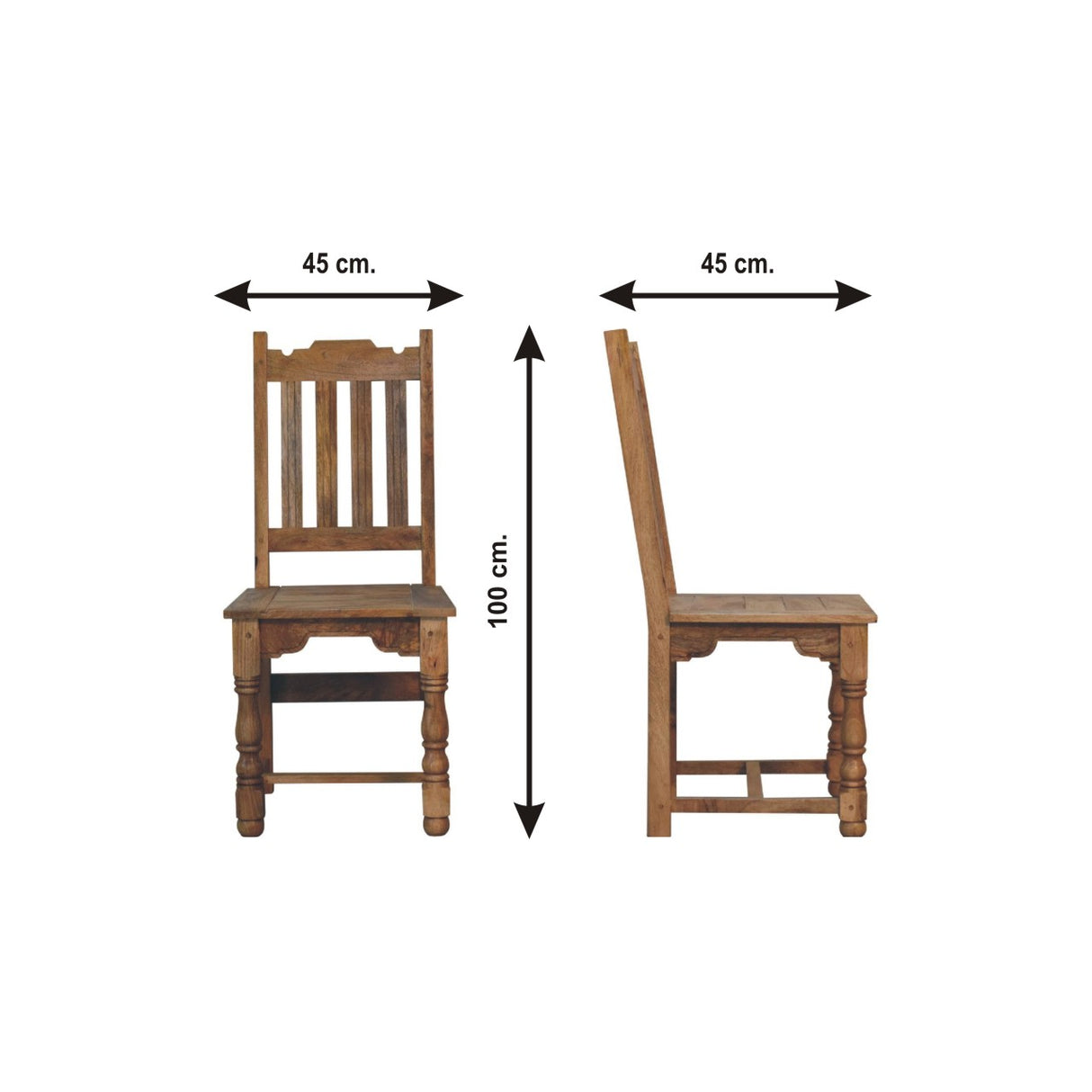 Solid Mango Wood Dining Chairs in Set of 2 - Granary