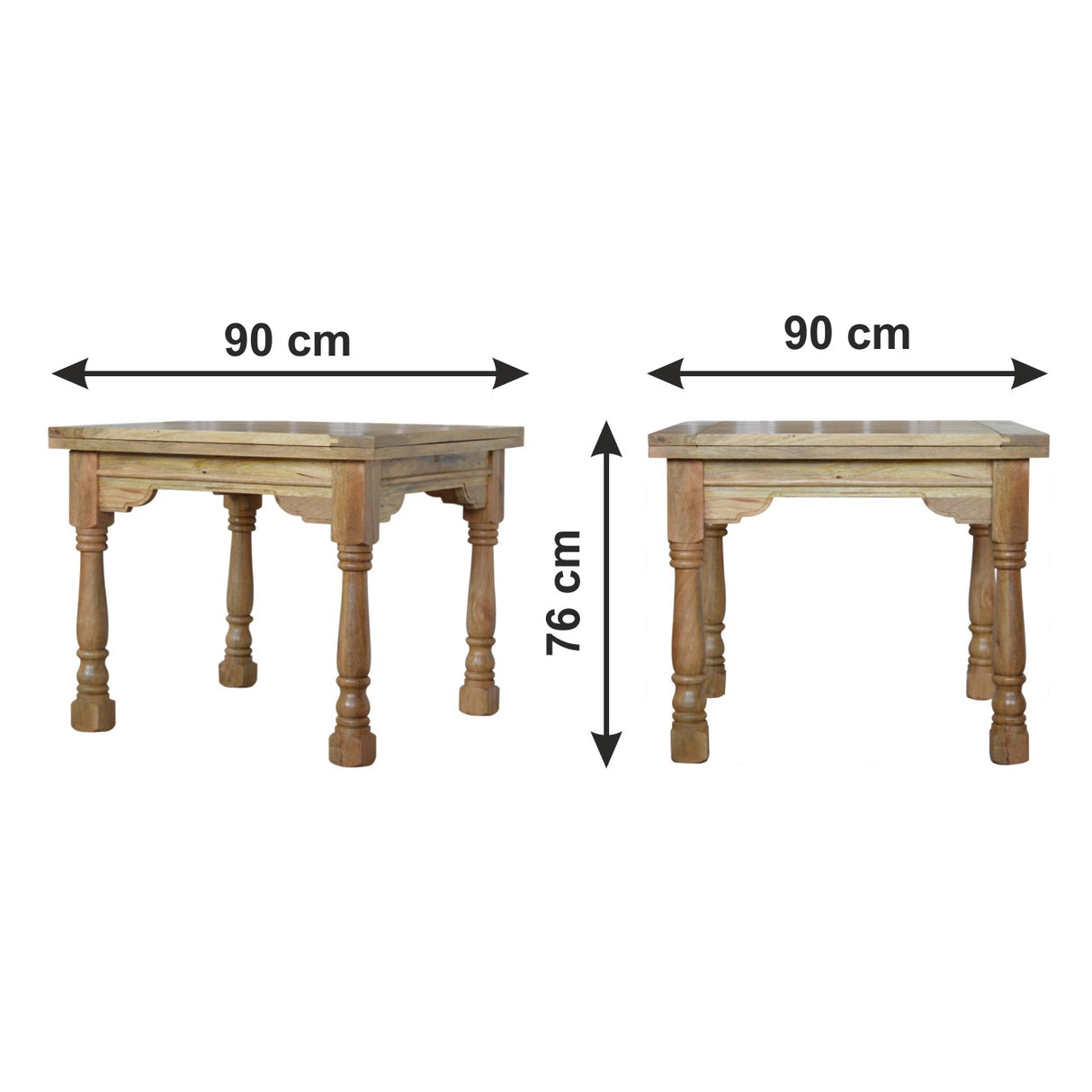 Solid Mango Wood Dining Table for 4 to 6 People Square Butterfly Extending - Granary