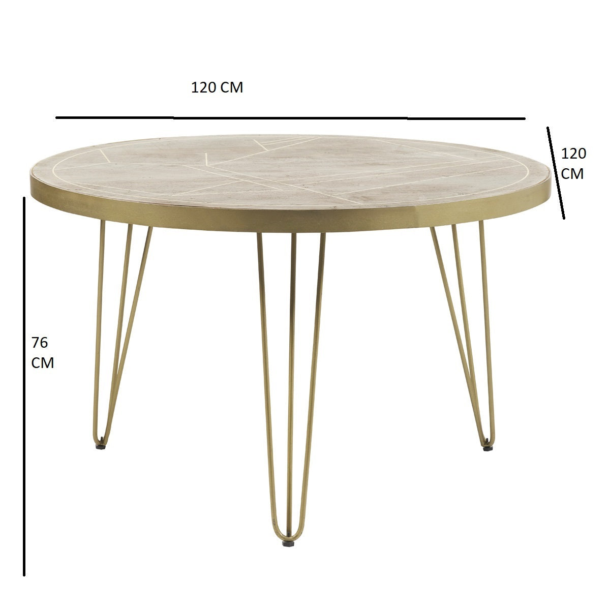 Solid Mango Wood Dining Table for 4 People - Light Gold