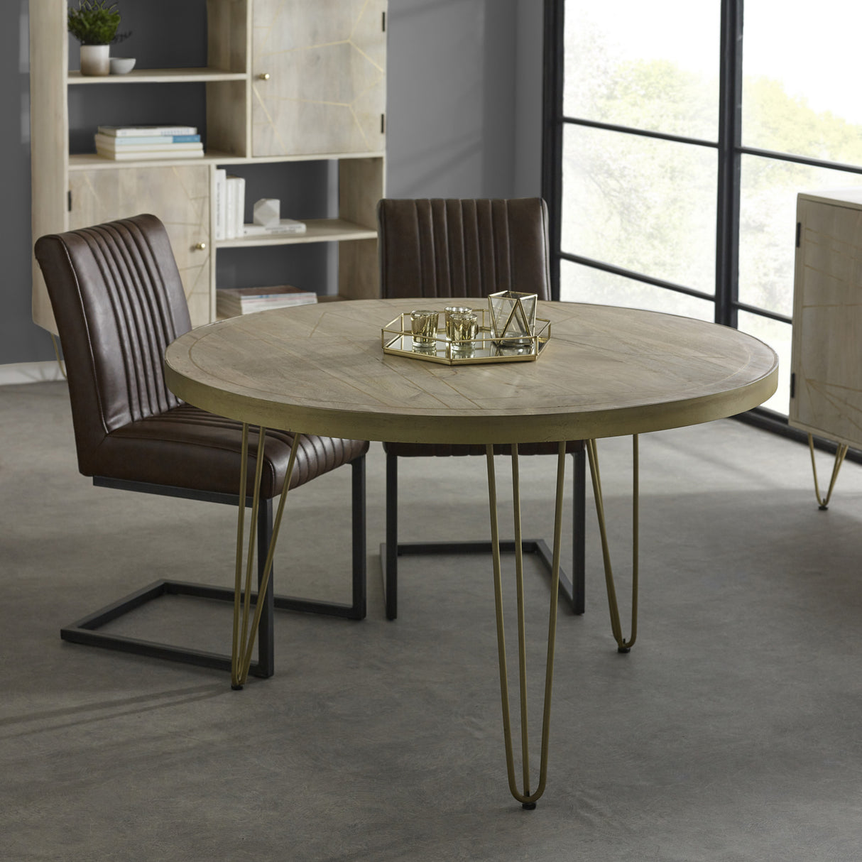Solid Mango Wood Dining Table for 4 People - Light Gold