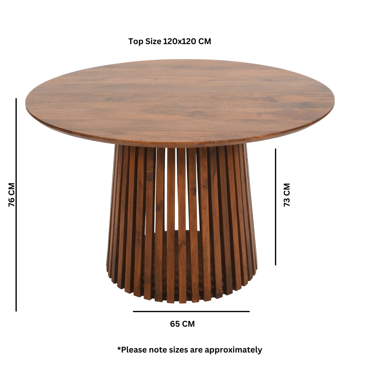 Solid Mango Wood Dining Table for 4 People Round - Inverley Designs