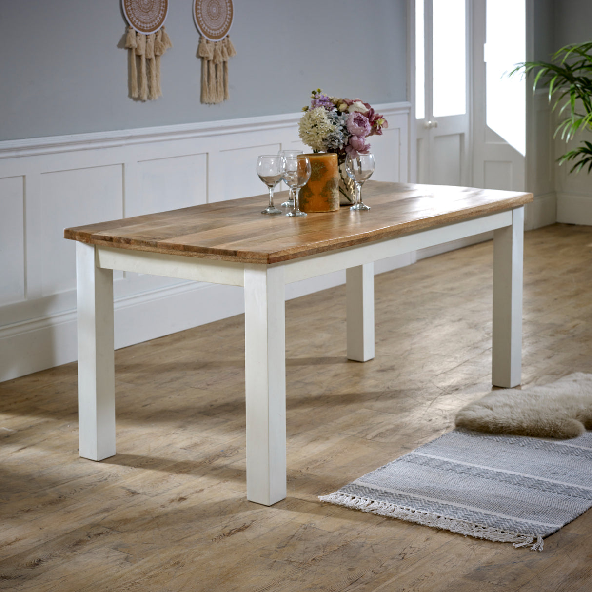 Solid Mango Wood Dining Table for 4 to 6 People - Alfie