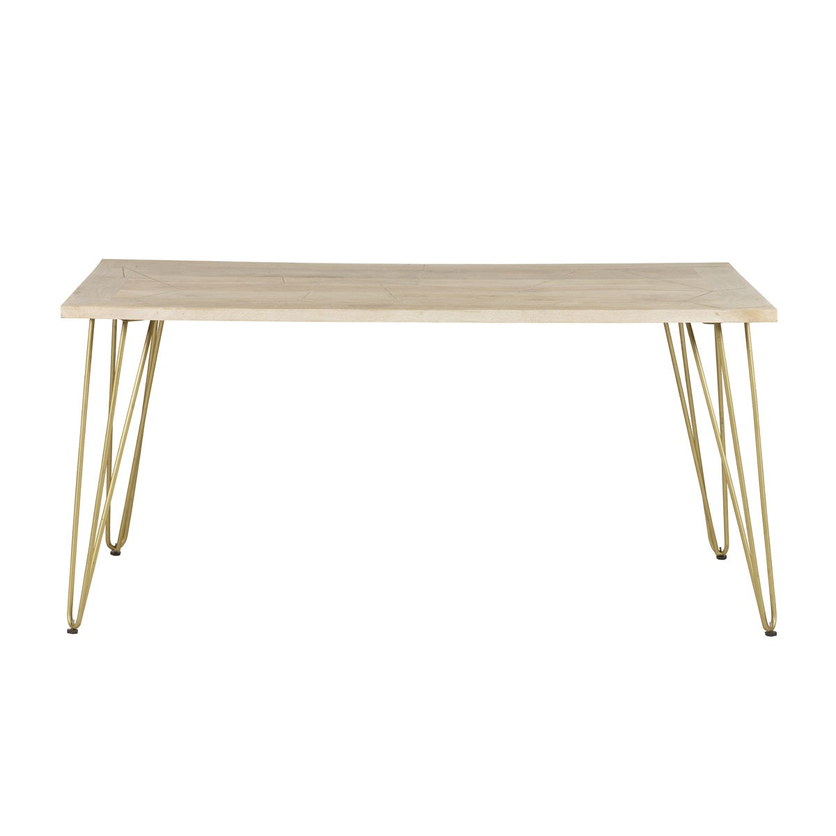 Solid Mango Wood Dining Table for 4 to 6 People - Light Gold