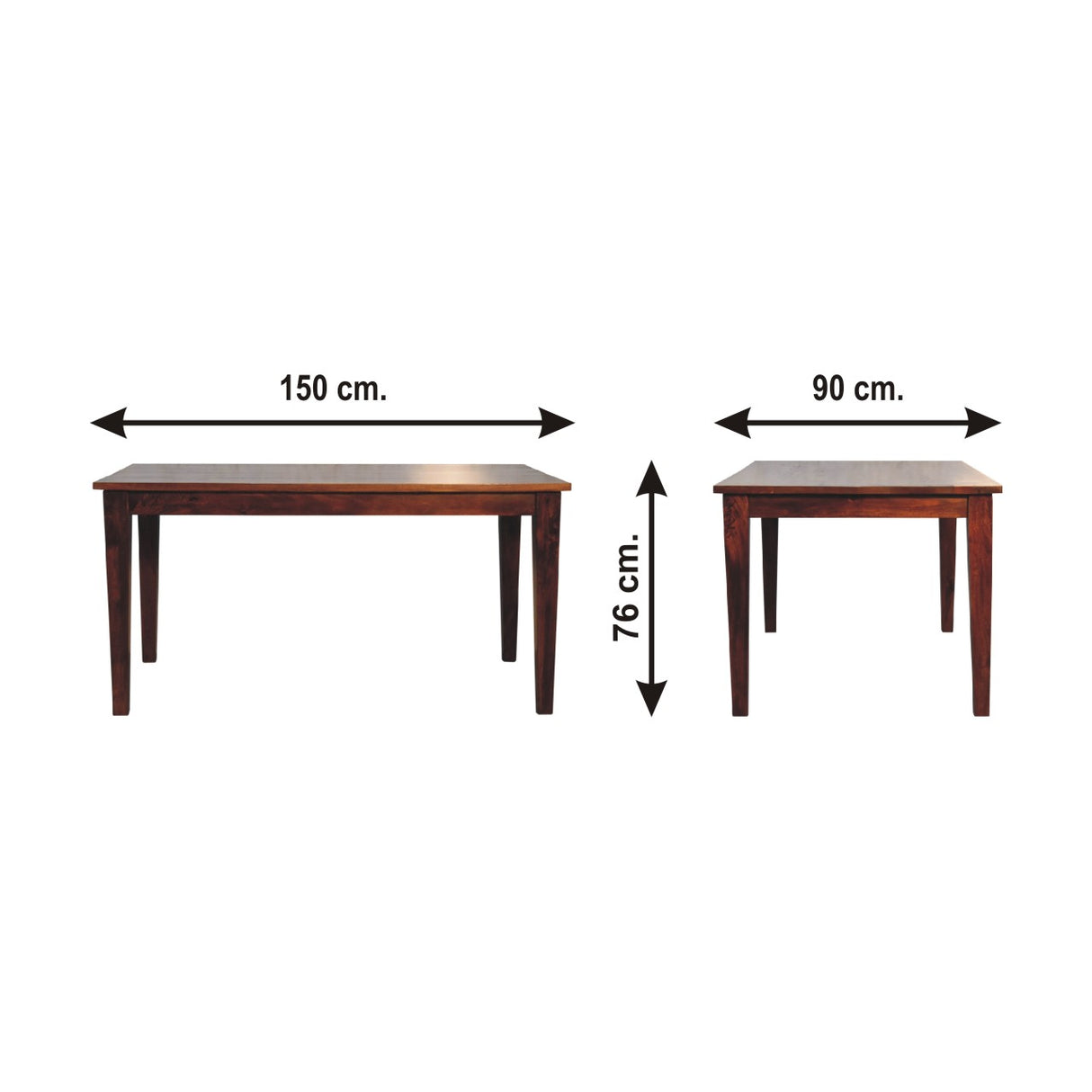 Solid Mango Wood Dining Table for 4 to 6 People Rectangular - Birmingham