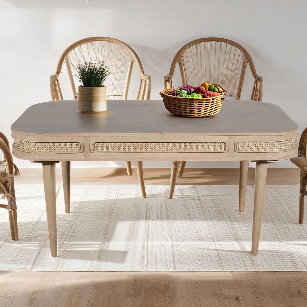 Solid Mango Wood Dining Table for 6 People - Valencia