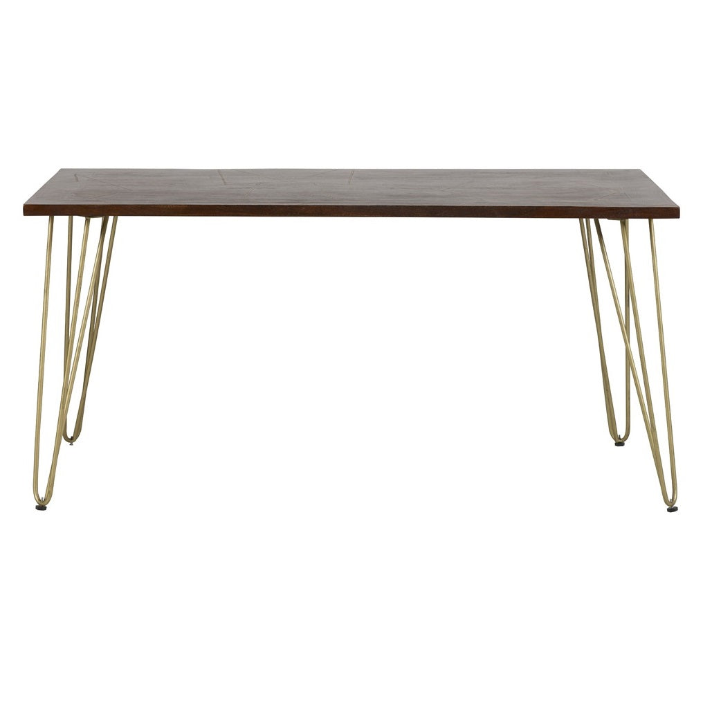 Solid Mango Wood Dining Table for 4 to 6 People - Dark Gold