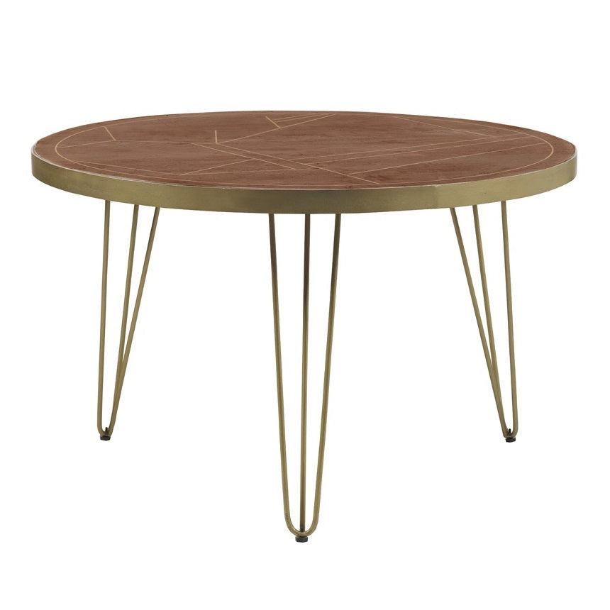 Solid Mango Wood Dining Table for 4 People - Dark Gold