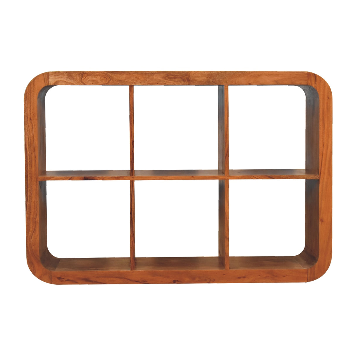 Solid Mango Wood Shelving Unit With 6 Open Compartments - Darcy