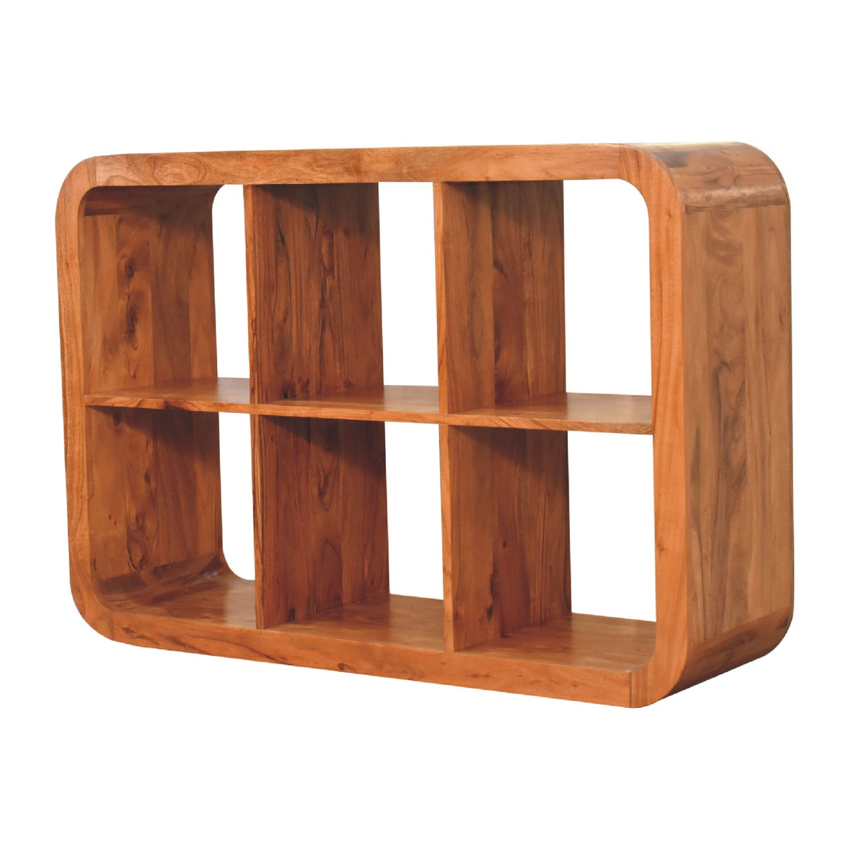 Solid Mango Wood Shelving Unit With 6 Open Compartments - Darcy