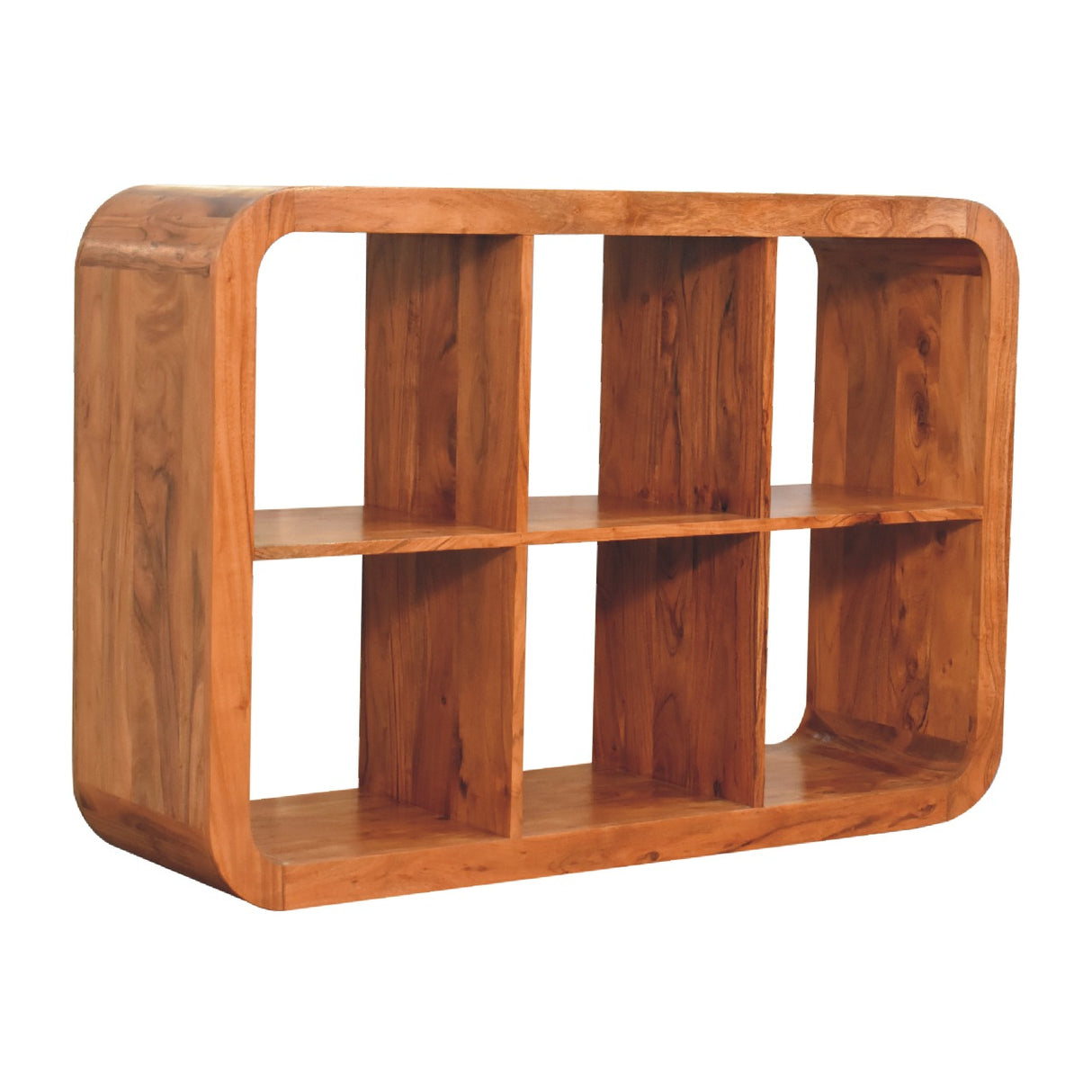 Solid Mango Wood Shelving Unit With 6 Open Compartments - Darcy
