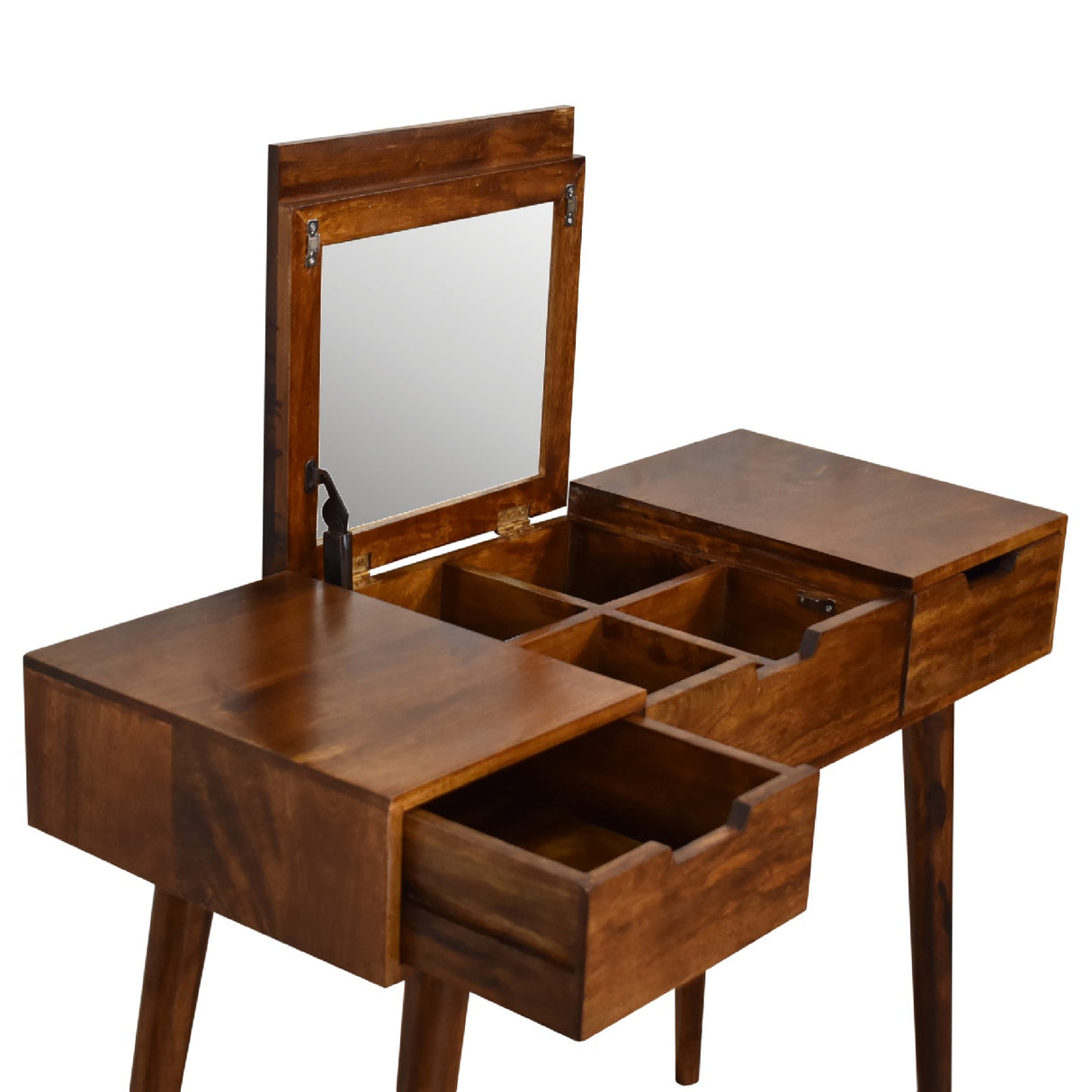 Solid Mango Wood Dressing Table With Foldable Mirror - Birmingham