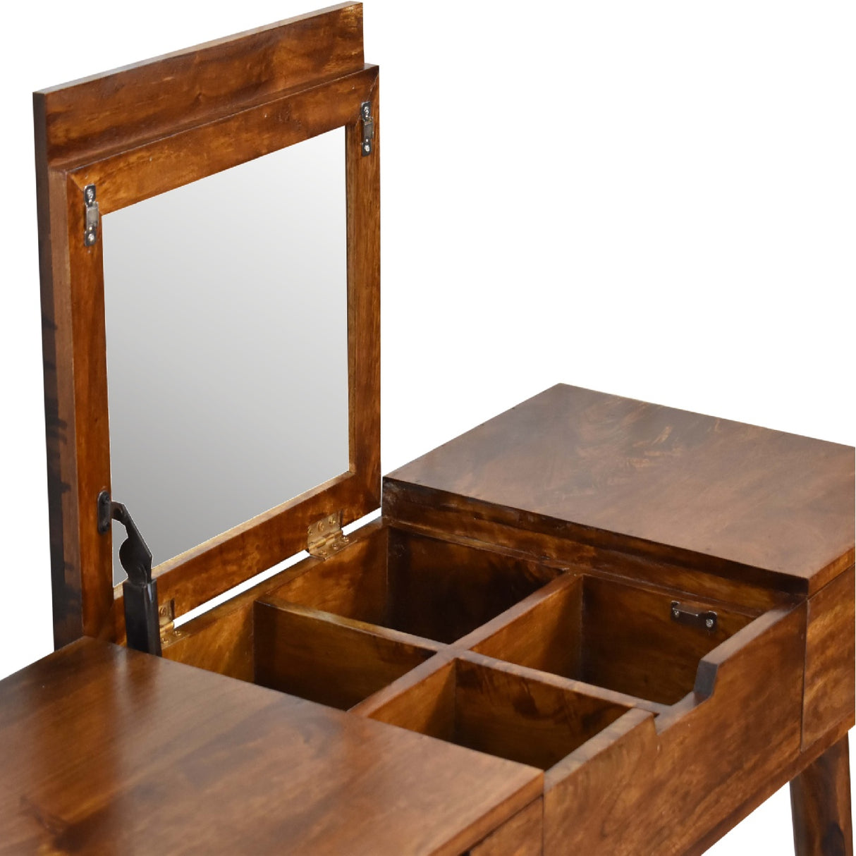 Solid Mango Wood Dressing Table With Foldable Mirror - Birmingham