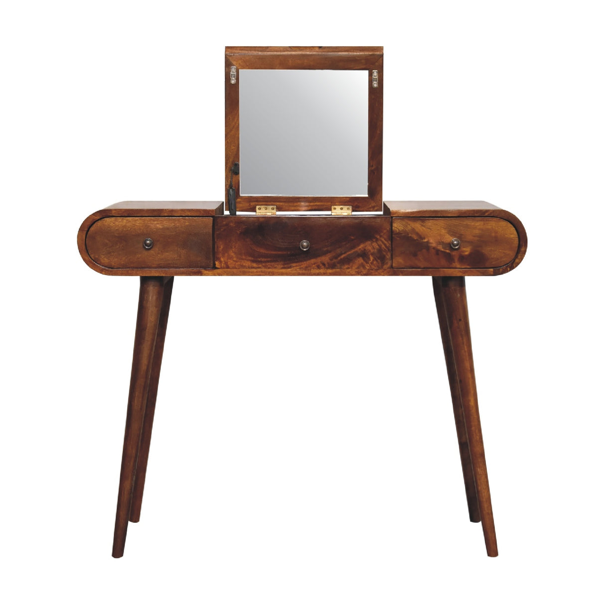 Solid Mango Wood Dressing Table With Folding Mirror - Birmingham