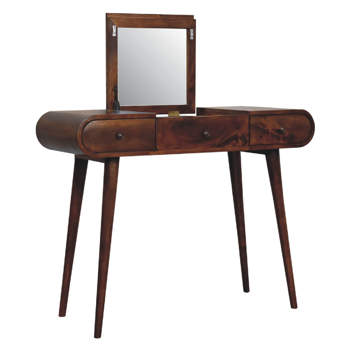 Solid Mango Wood Dressing Table With Folding Mirror - Birmingham