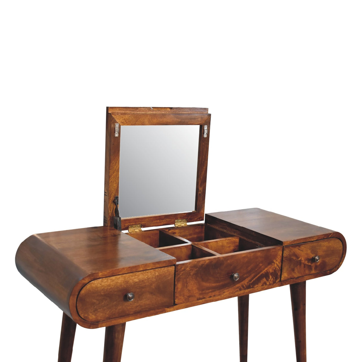Solid Mango Wood Dressing Table With Folding Mirror - Birmingham
