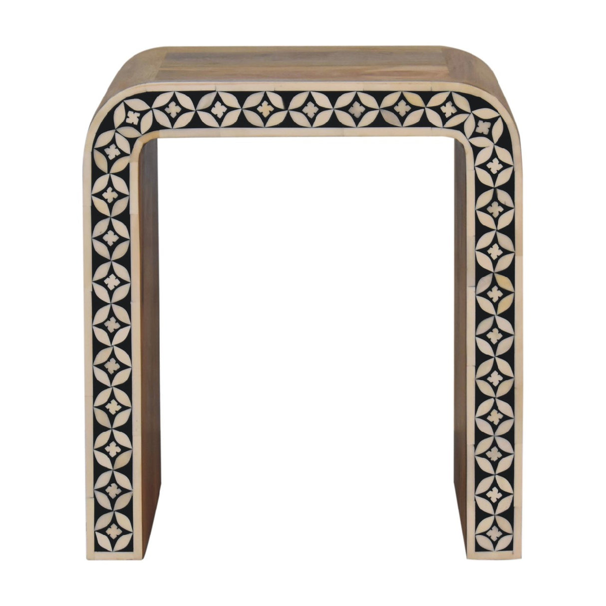 Solid Mango Wood End Table In Bone Inlay - Edessa