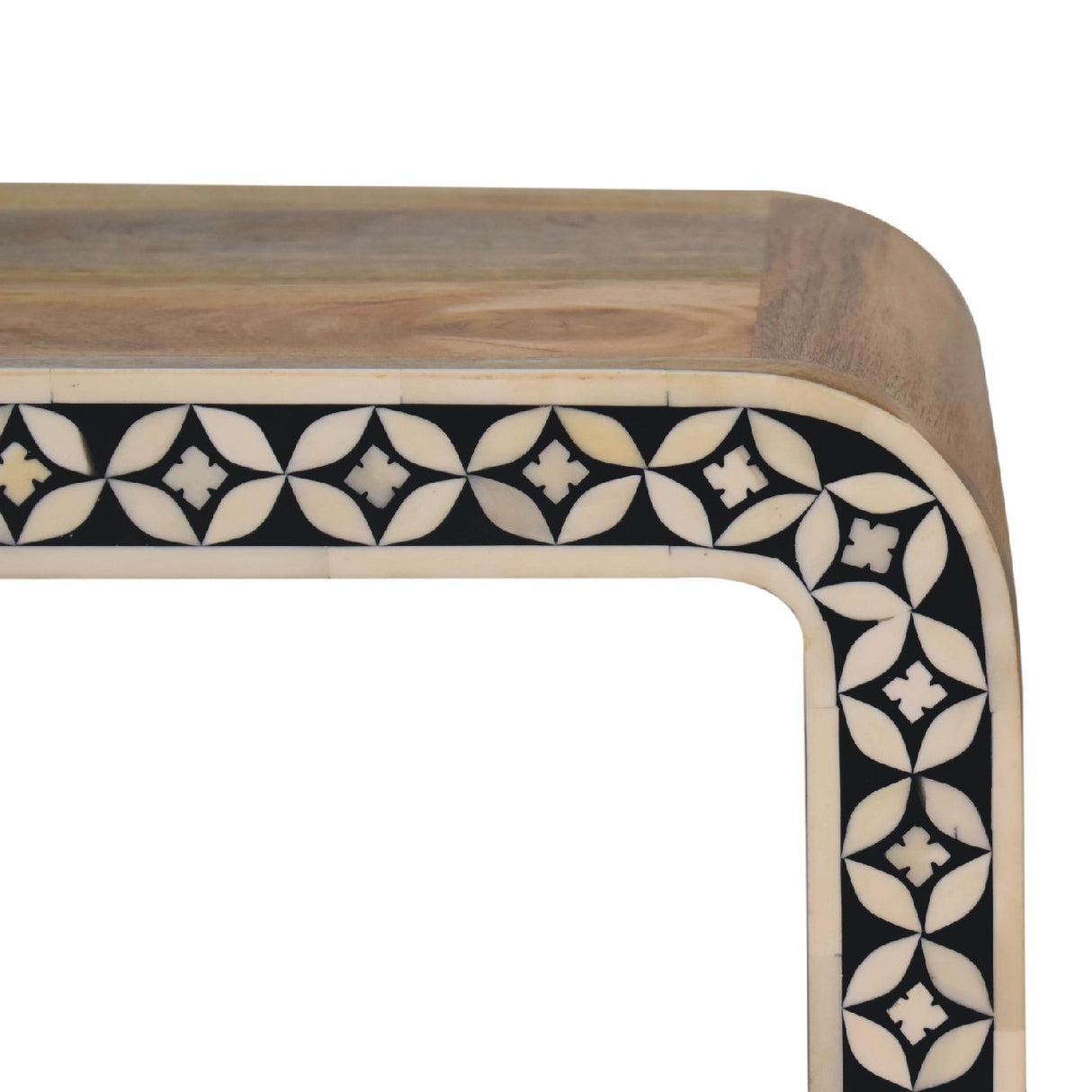 Solid Mango Wood End Table In Bone Inlay - Edessa
