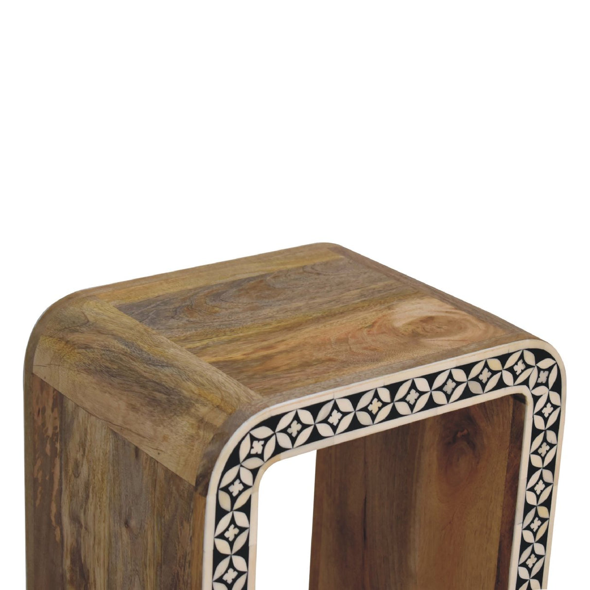 Solid Mango Wood End Table In Bone Inlay - Edessa