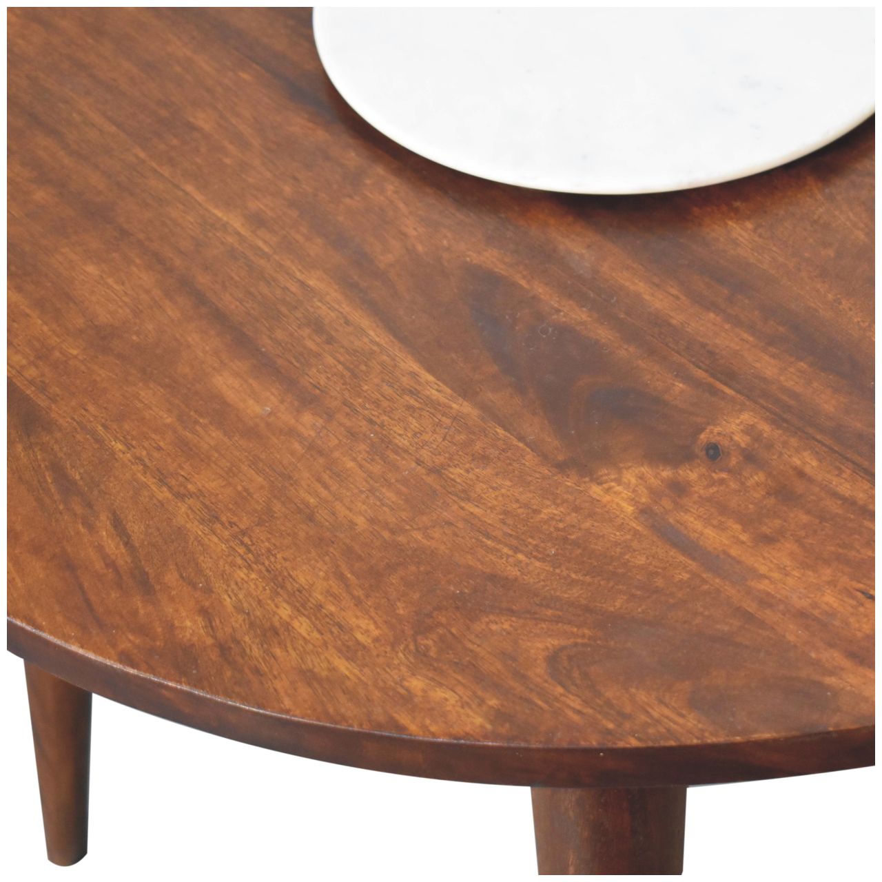 Solid Mango Wood End Table Round Nordic - Birmingham