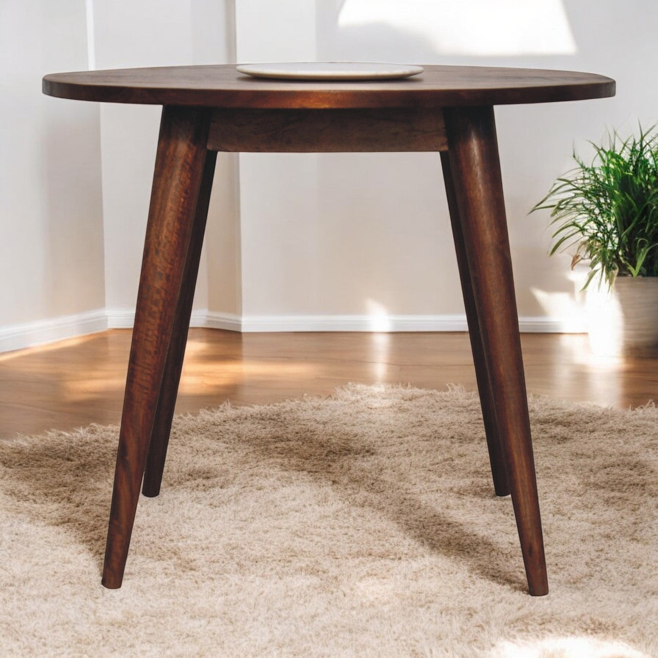Solid Mango Wood End Table Round Nordic - Birmingham