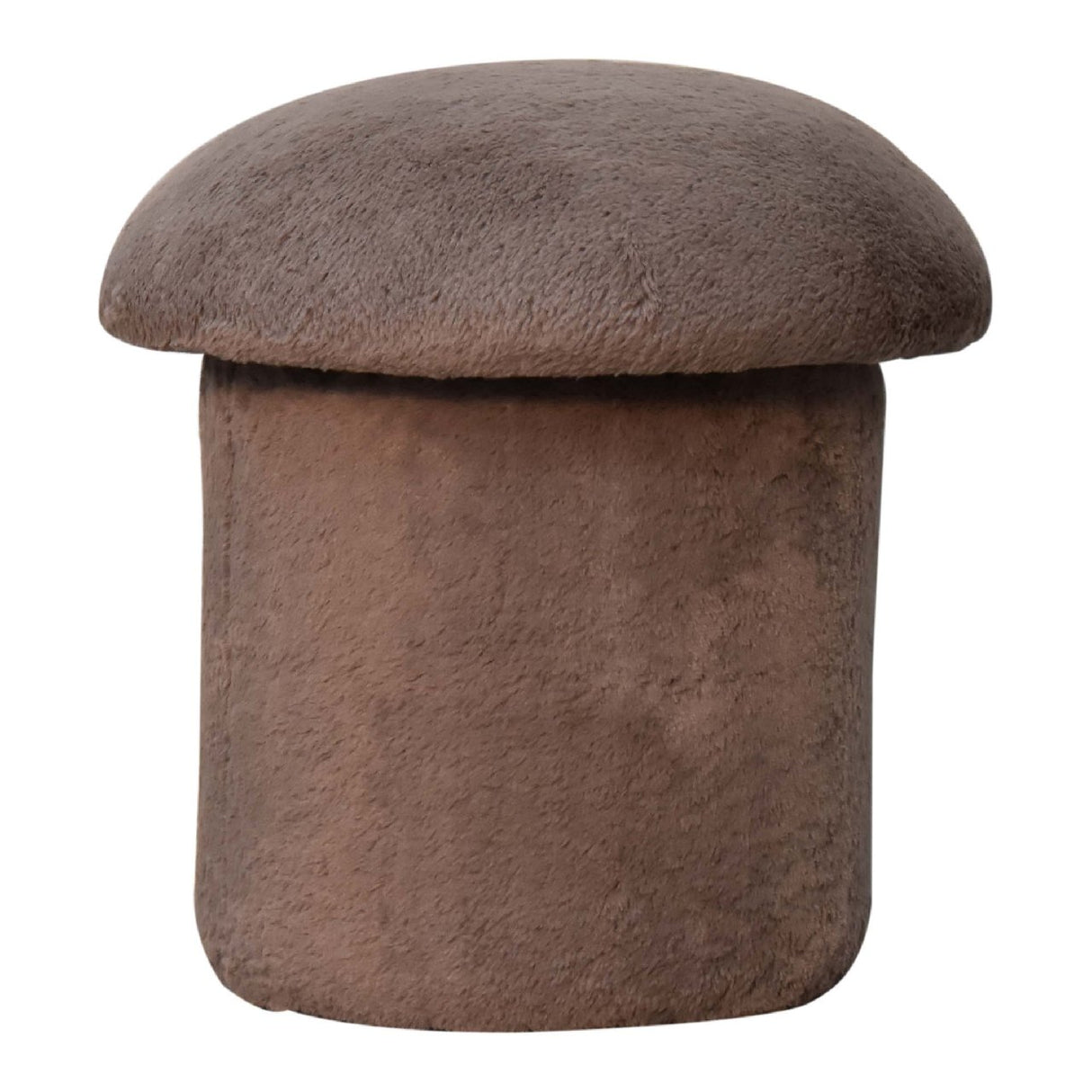 Solid Mango Wood Footstool With Faux Fur Top And Sides - Mocha