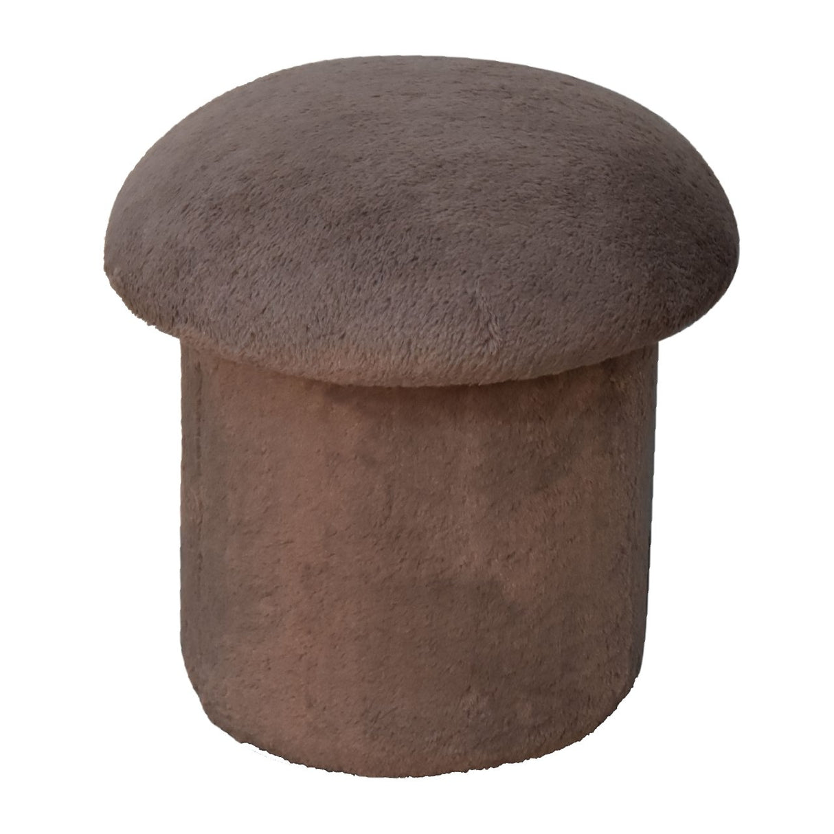 Solid Mango Wood Footstool With Faux Fur Top And Sides - Mocha