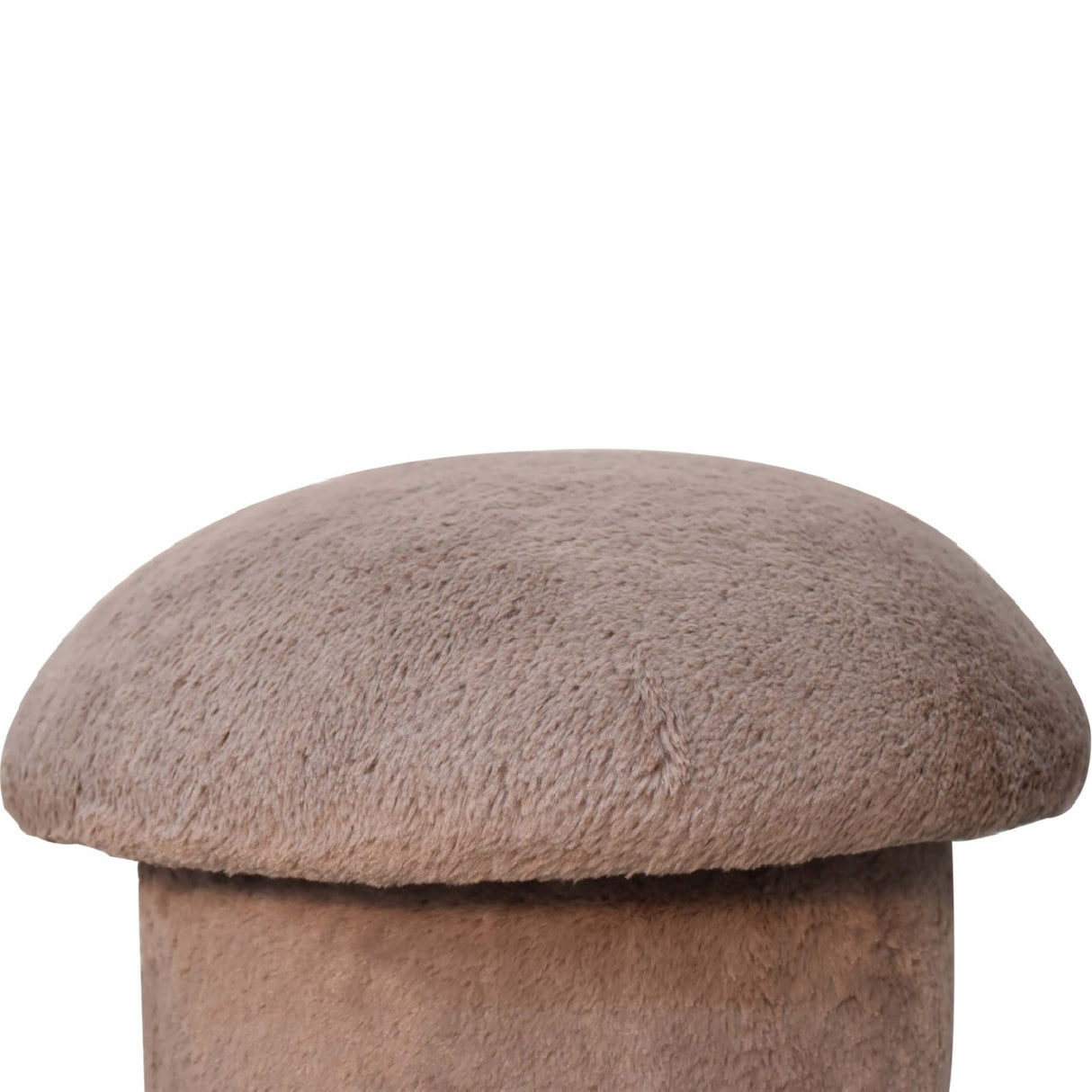 Solid Mango Wood Footstool With Faux Fur Top And Sides - Mocha