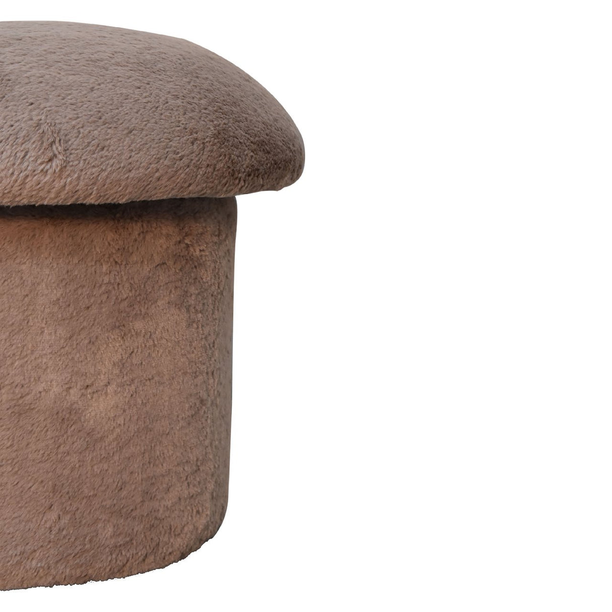 Solid Mango Wood Footstool With Faux Fur Top And Sides - Mocha
