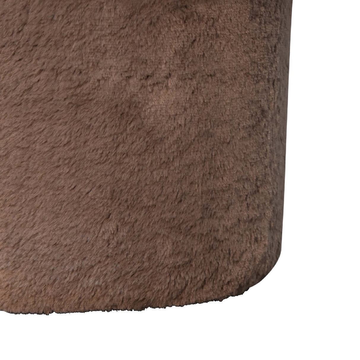 Solid Mango Wood Footstool With Faux Fur Top And Sides - Mocha