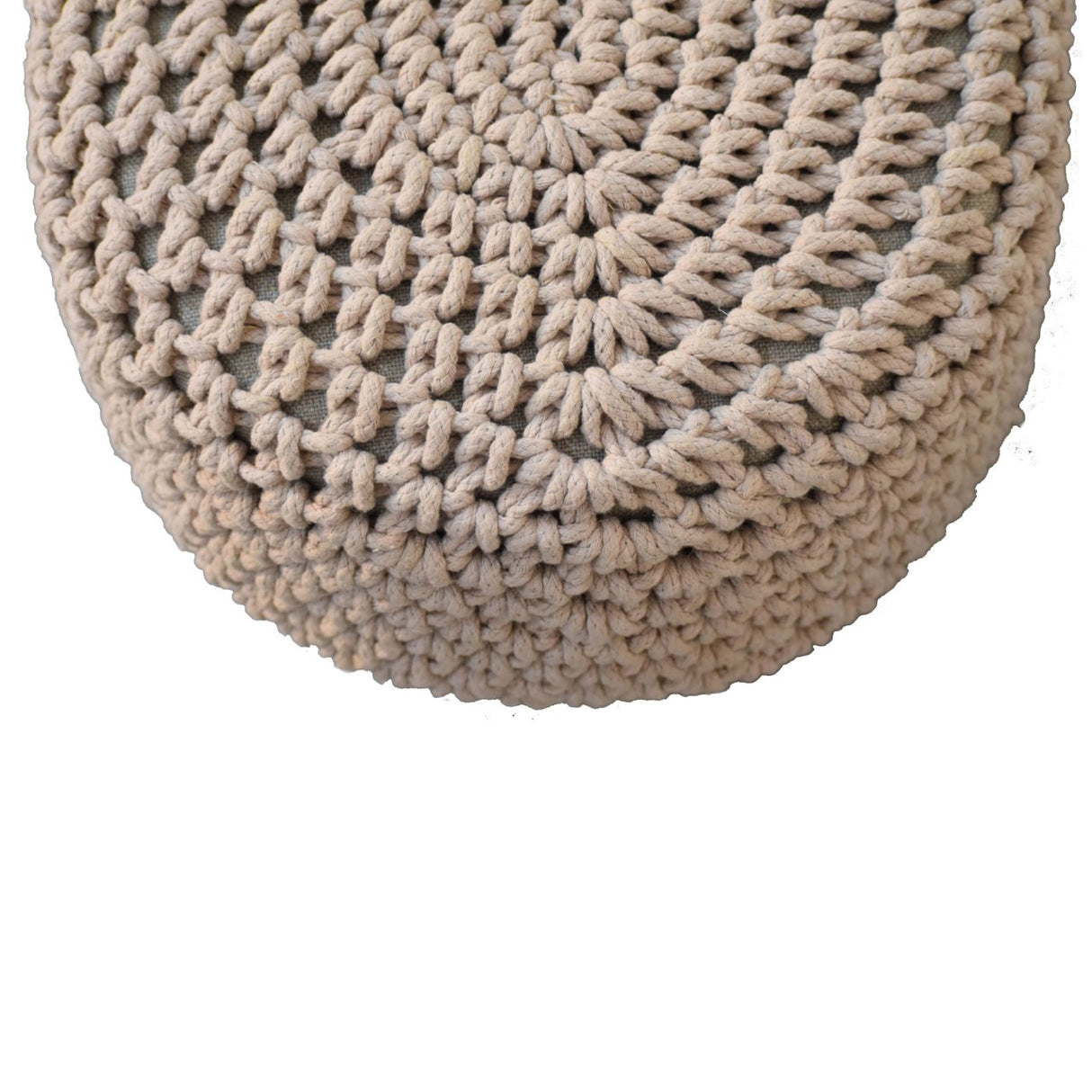 Solid Mango Wood Footstool Round With Oblong Woven Top - Keeva