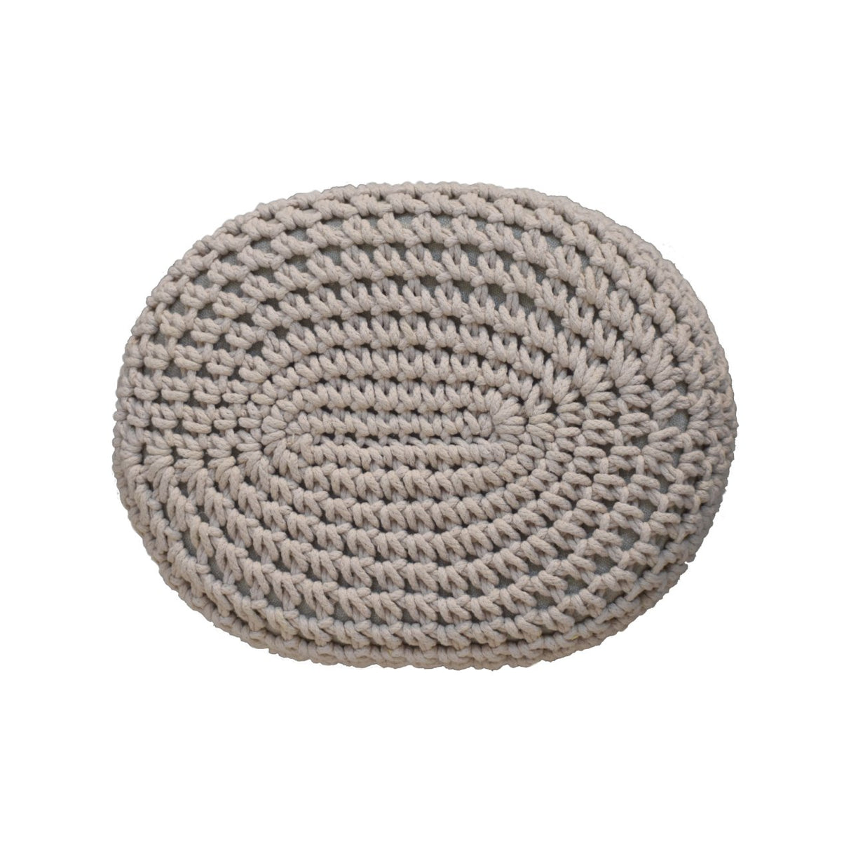 Solid Mango Wood Footstool Round With Oblong Woven Top - Keeva