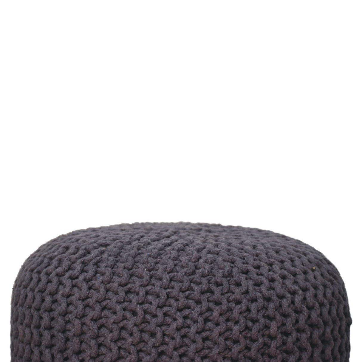 Solid Mango Wood Footstool Round With Woven Top - Keeva
