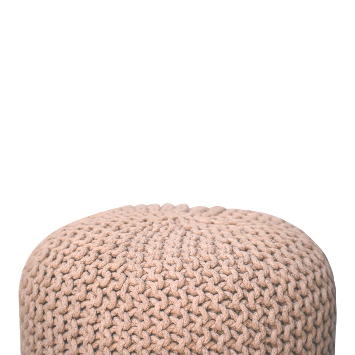 Solid Mango Wood Footstool Round With Woven Top - Keeva