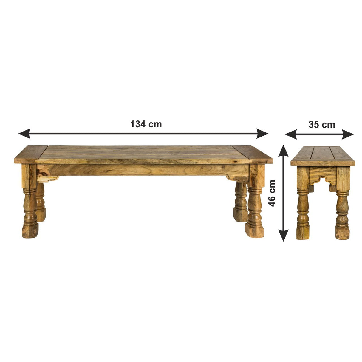 Solid Mango Wood Hallway Seating Bench - Granary