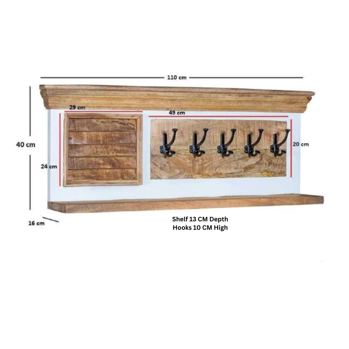 Solid Mango Wood Shoe Rack With Coat Hanger - Alfie