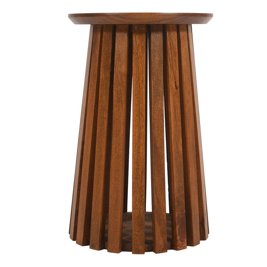 Solid Mango Wood Side Table Round - Inverley Designs