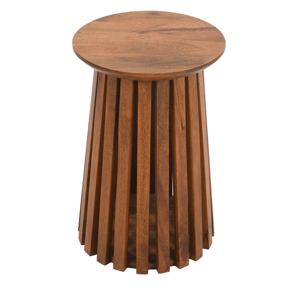 Solid Mango Wood Side Table Round - Inverley Designs