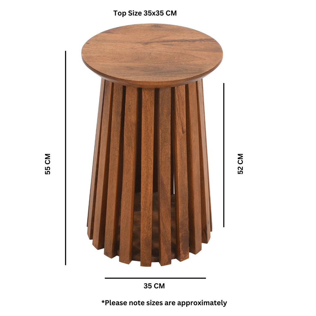 Solid Mango Wood Side Table Round - Inverley Designs