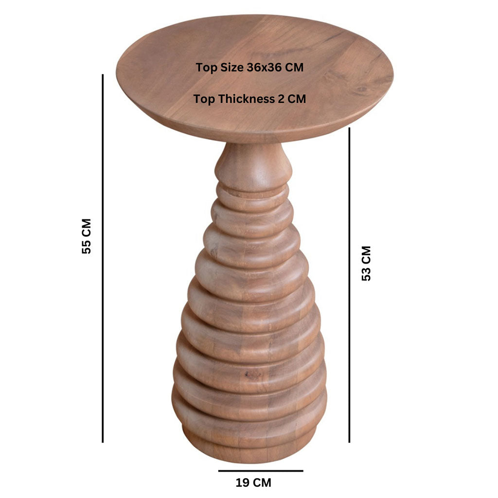 Solid Mango Wood Side Table Round - Valencia
