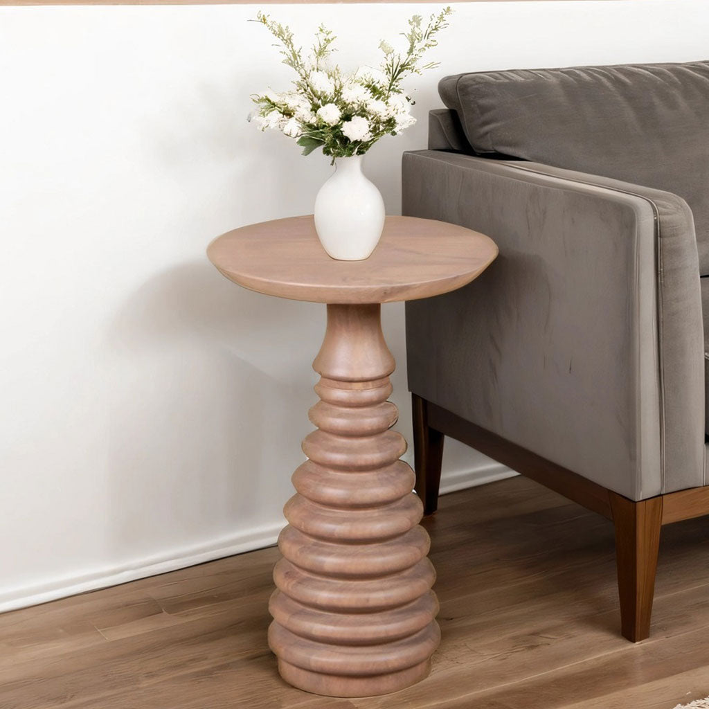 Solid Mango Wood Side Table Round - Valencia