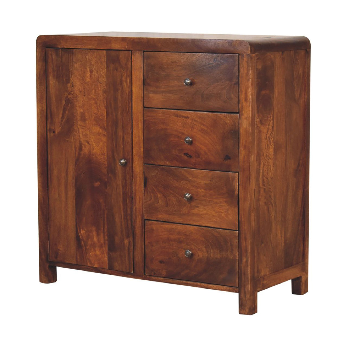 Solid Mango Wood Sideboard With 1 Door And 4 Drawers - Aspen