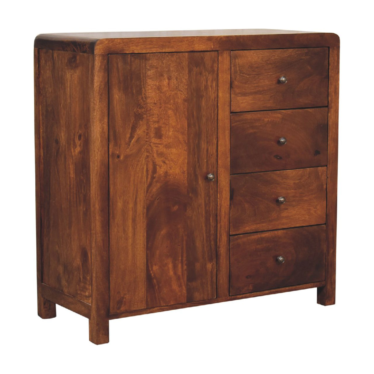 Solid Mango Wood Sideboard With 1 Door And 4 Drawers - Aspen