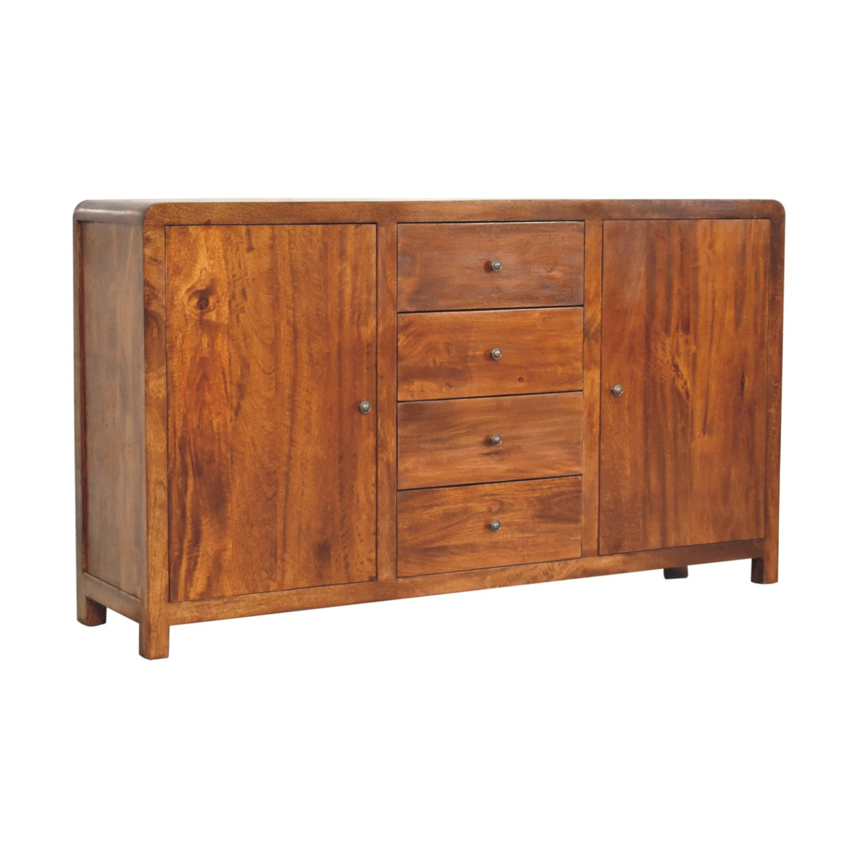 Solid Mango Wood Sideboard With 2 Doors And 4 Drawers - Aspen